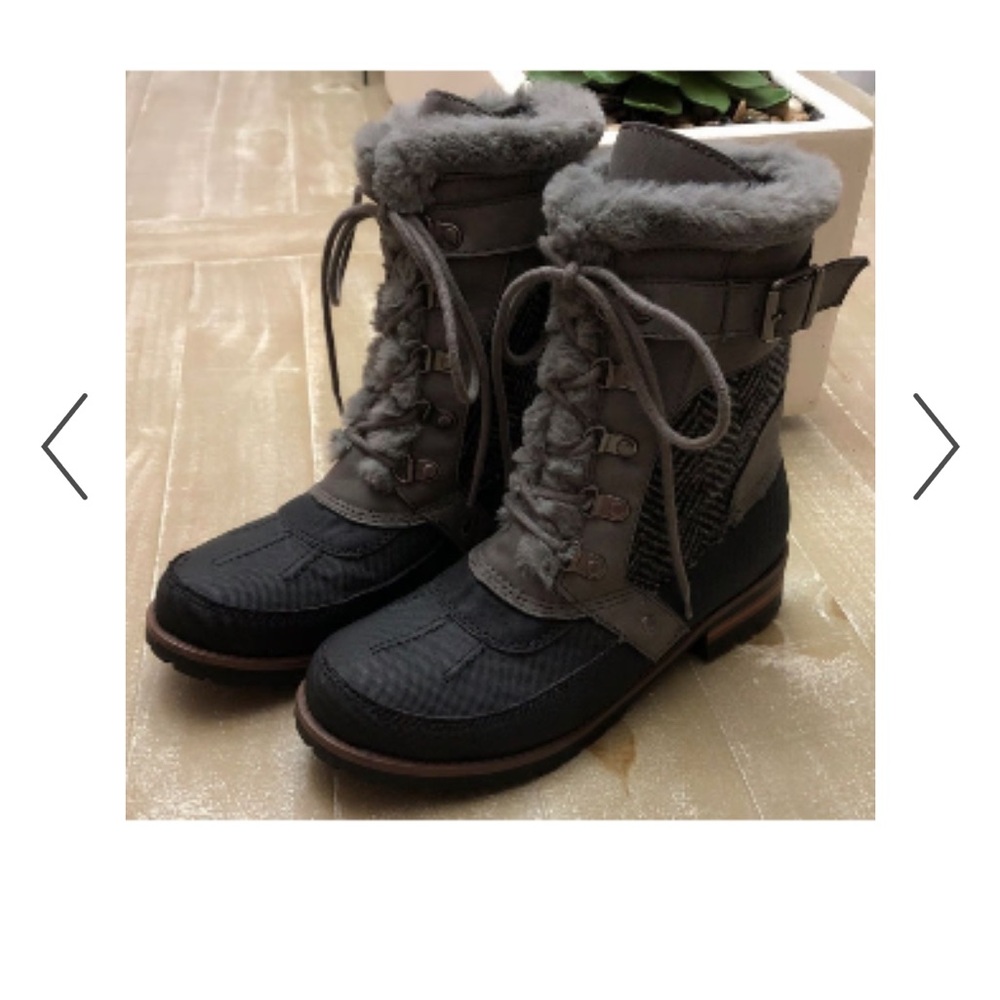 Rock & Candy Charcoal Fur-Trimmed Winter Boots